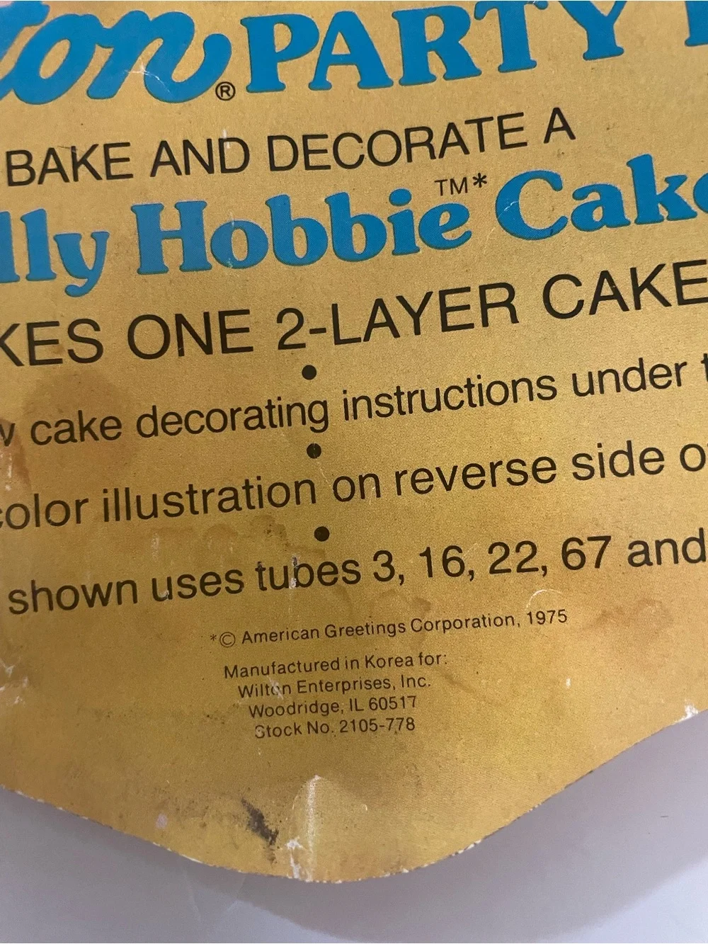 Vintage 70s Wilton Holly Hobbie Cake Pan w/ Instruction Sheet Cottage Core